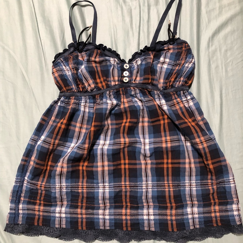 SUPERDRY LINGERIE PLAID TOP SIZE M